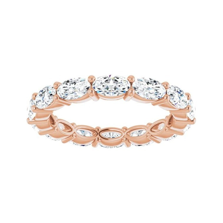 Sapphire Row Lab-Grown Diamond Petite Oval Eternity Band - 14K Rose Gold, 5 × 3 mm, 7.5 (view 3)