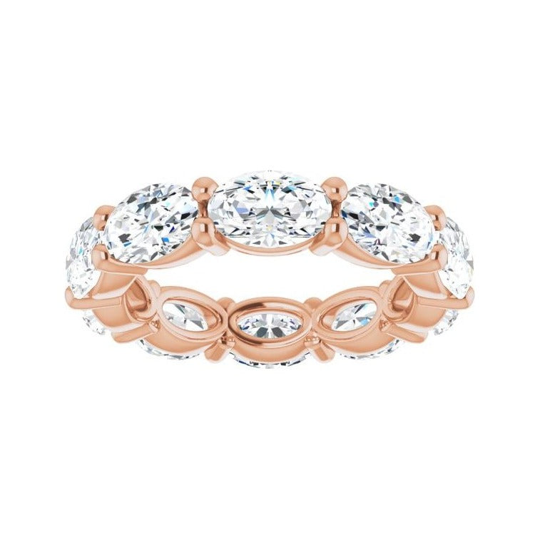Sapphire Row Lab-Grown Diamond Petite Oval Eternity Band - 14K Rose Gold, 6 × 4 mm, 4.5 (view 3)