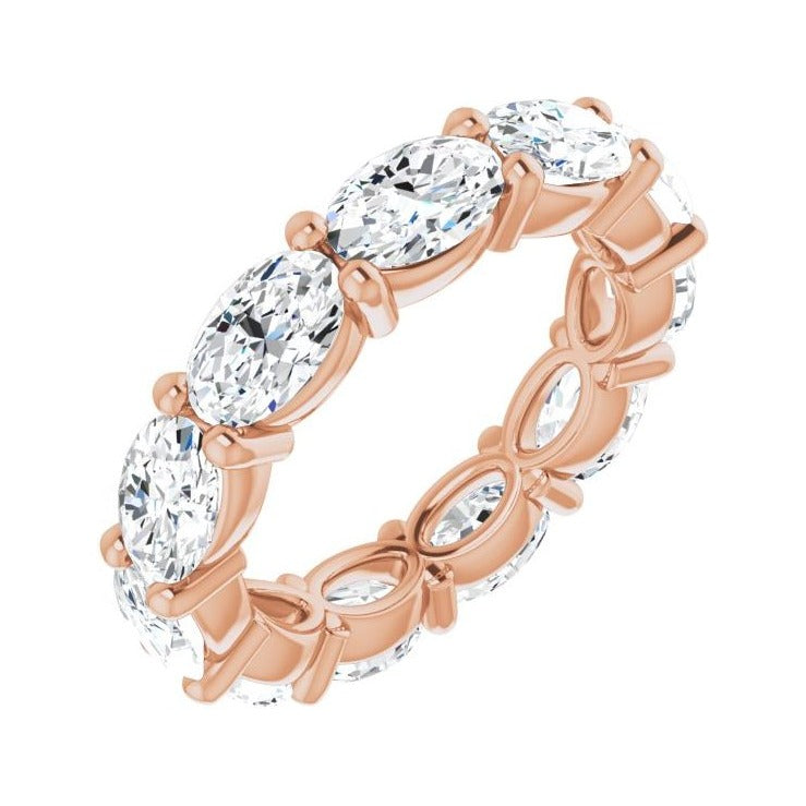 Sapphire Row Lab-Grown Diamond Petite Oval Eternity Band - 14K Rose Gold, 6 × 4 mm, 5.5