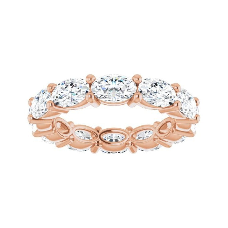 Sapphire Row Lab-Grown Diamond Petite Oval Eternity Band - 14K Rose Gold, 6 × 4 mm, 7.5 (view 3)