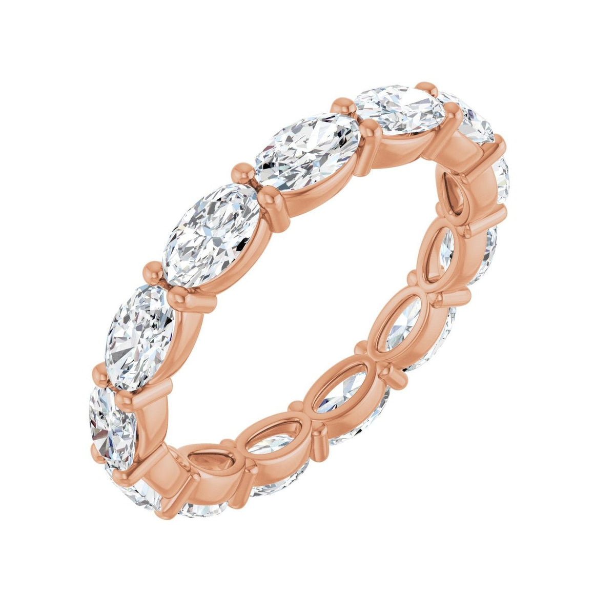 Sapphire Row Lab-Grown Diamond Petite Oval Eternity Band - 14K Rose Gold, 5 × 3 mm, 7
