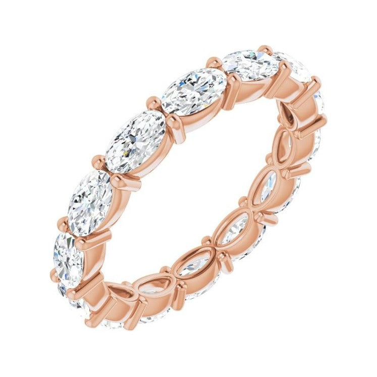 Sapphire Row Lab-Grown Diamond Petite Oval Eternity Band - 14K Rose Gold, 5 × 3 mm, 8