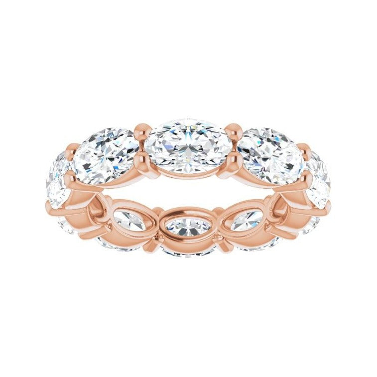 Sapphire Row Lab-Grown Diamond Petite Oval Eternity Band - 14K Rose Gold, 6 × 4 mm, 4 (view 3)