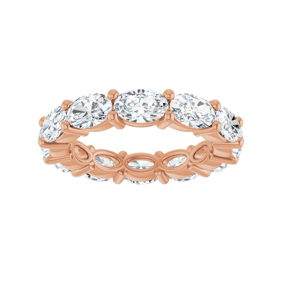 Sapphire Row Lab-Grown Diamond Petite Oval Eternity Band - 14K Rose Gold, 6 × 4 mm, 7 (view 3)