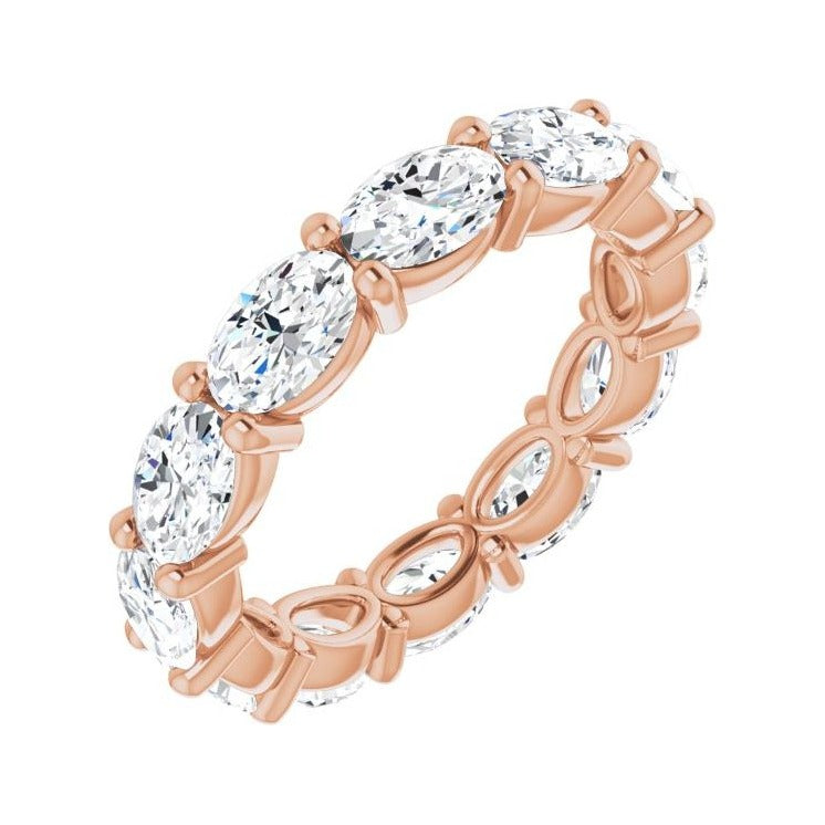 Sapphire Row Lab-Grown Diamond Petite Oval Eternity Band - 14K Rose Gold, 6 × 4 mm, 8