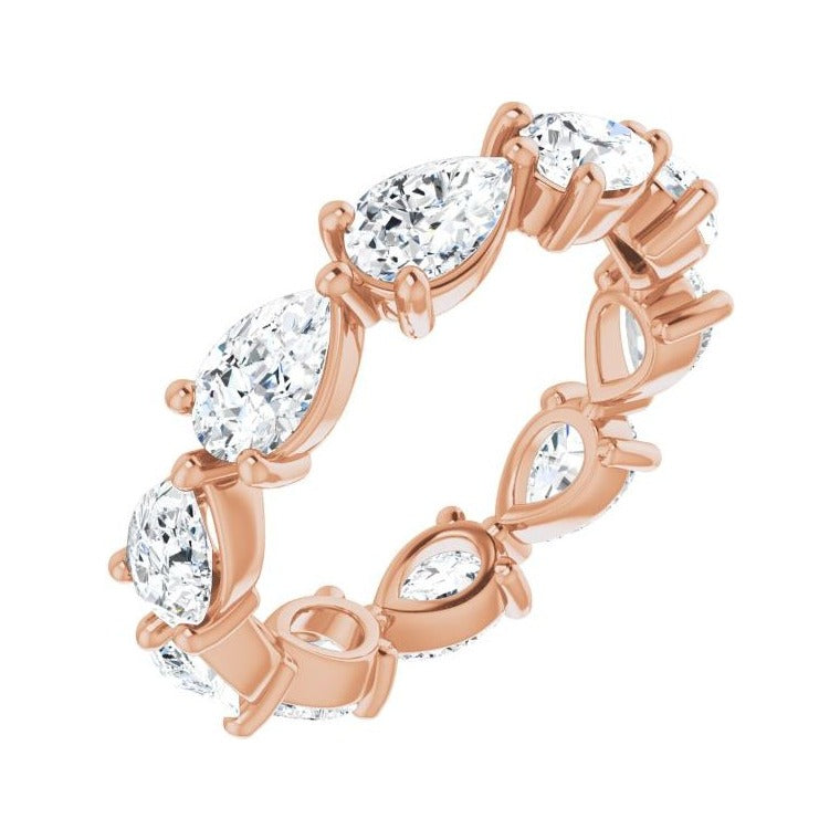 Sapphire Row Lab-Grown Diamond Petite Pear Eternity Band - 14K Rose Gold, 5.5 × 3.5 mm, 5