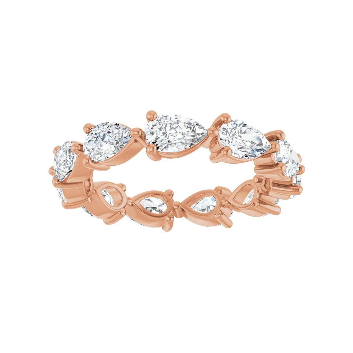 Sapphire Row Lab-Grown Diamond Petite Pear Eternity Band - 14K Rose Gold, 5.5 × 3.5 mm, 7 (view 3)
