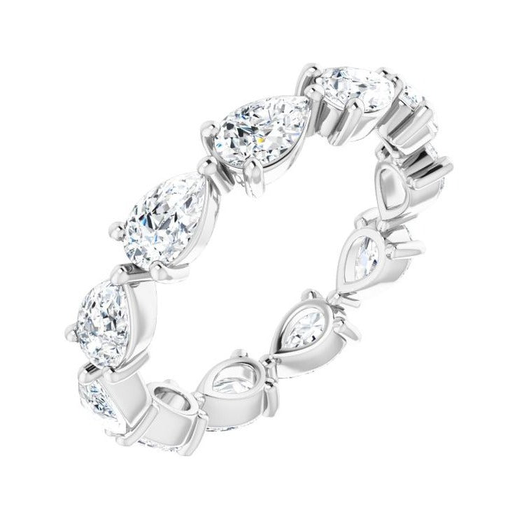 Sapphire Row Lab-Grown Diamond Petite Pear Eternity Band - Platinum, 5.5 × 3.5 mm, 8