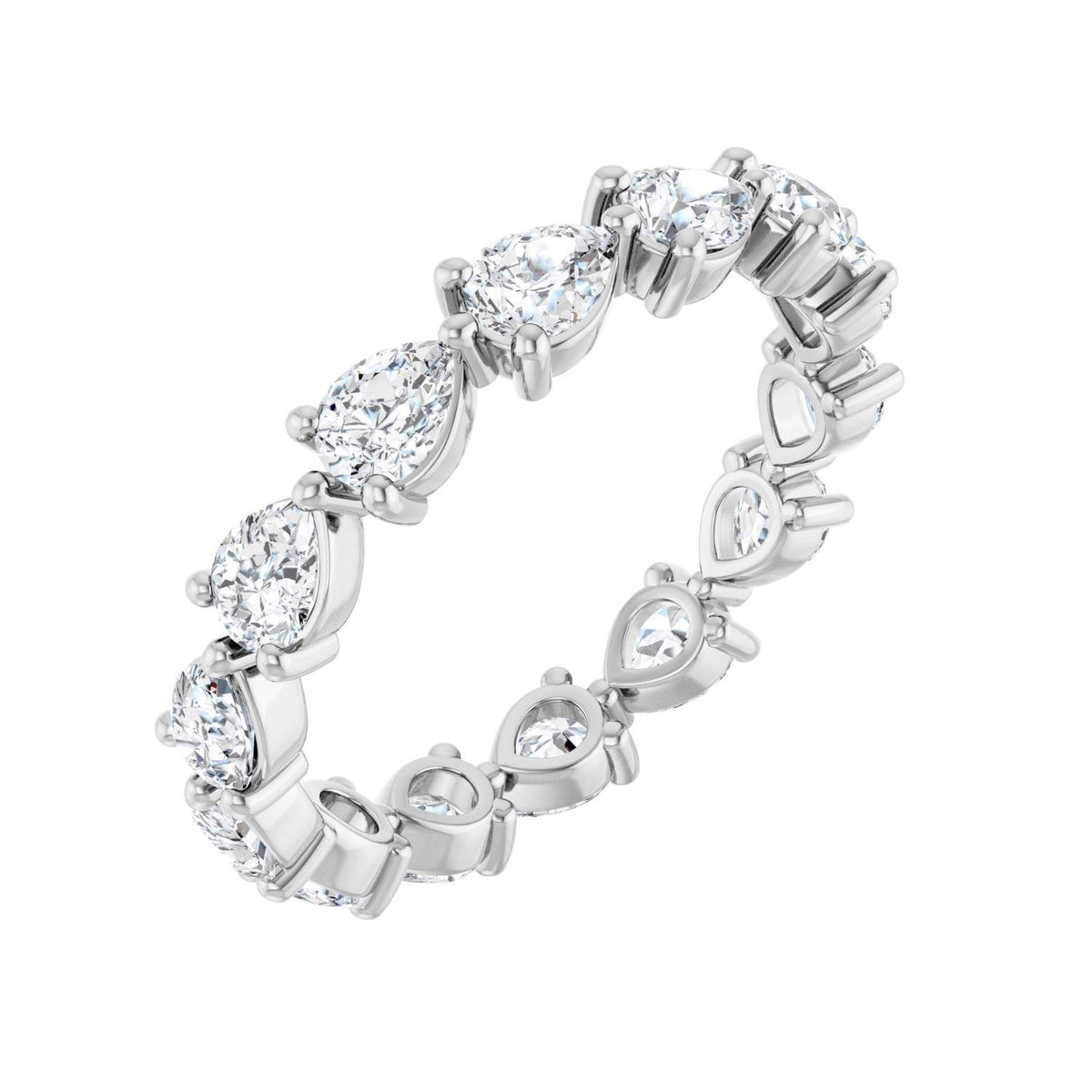 Sapphire Row Lab-Grown Diamond Petite Pear Eternity Band - 14K White Gold, 4 × 3 mm, 7