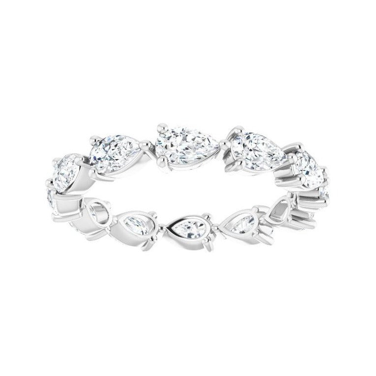 Sapphire Row Lab-Grown Diamond Petite Pear Eternity Band - 14K White Gold, 5 × 3 mm, 8 (view 3)