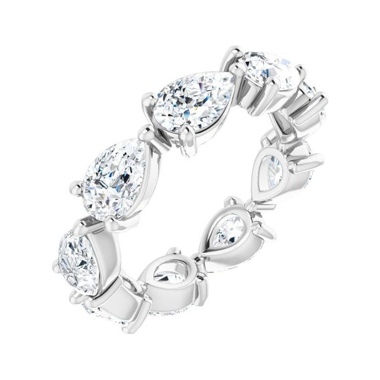 Sapphire Row Lab-Grown Diamond Petite Pear Eternity Band - 14K White Gold, 6 × 4 mm, 5
