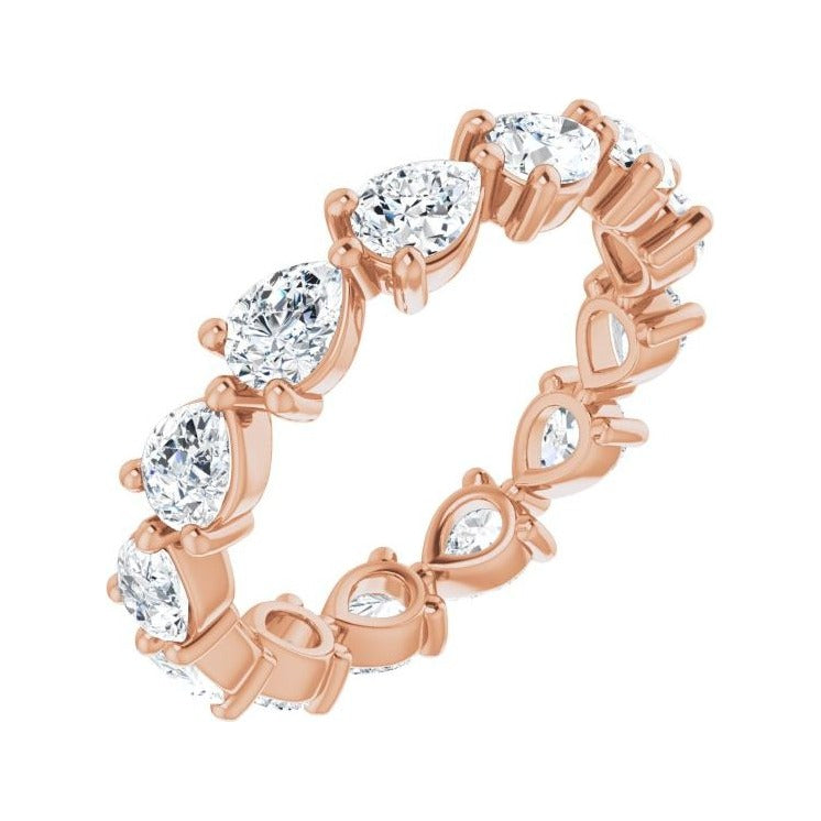 Sapphire Row Lab-Grown Diamond Petite Pear Eternity Band - 14K Rose Gold, 4 × 3 mm, 5