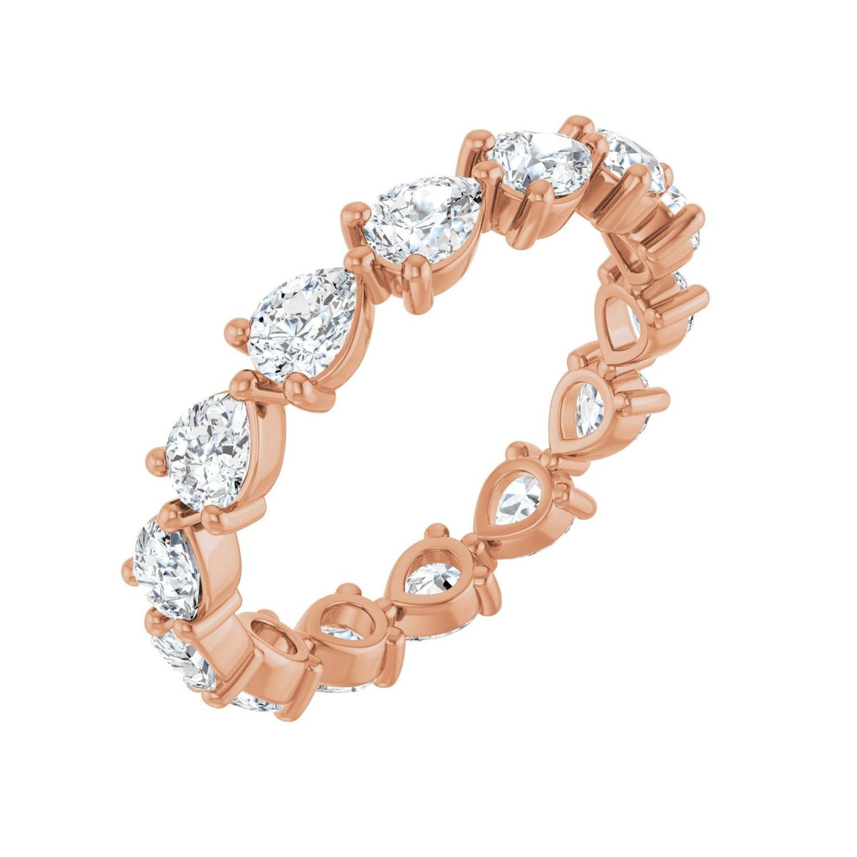 Sapphire Row Lab-Grown Diamond Petite Pear Eternity Band - 14K Rose Gold, 4 × 3 mm, 7