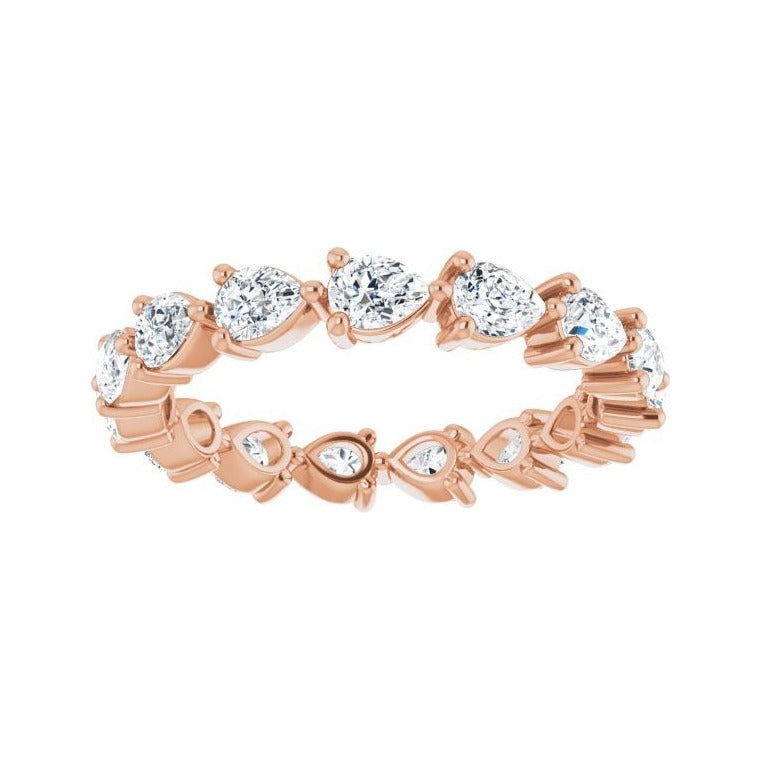 Sapphire Row Lab-Grown Diamond Petite Pear Eternity Band - 14K Rose Gold, 4 × 3 mm, 8 (view 3)