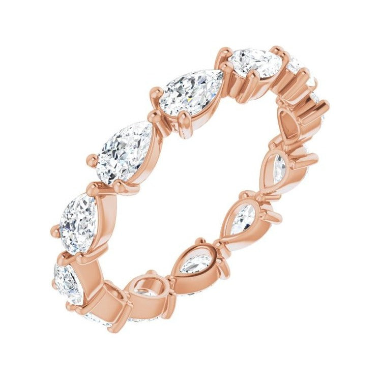 Sapphire Row Lab-Grown Diamond Petite Pear Eternity Band - 14K Rose Gold, 5 × 3 mm, 8