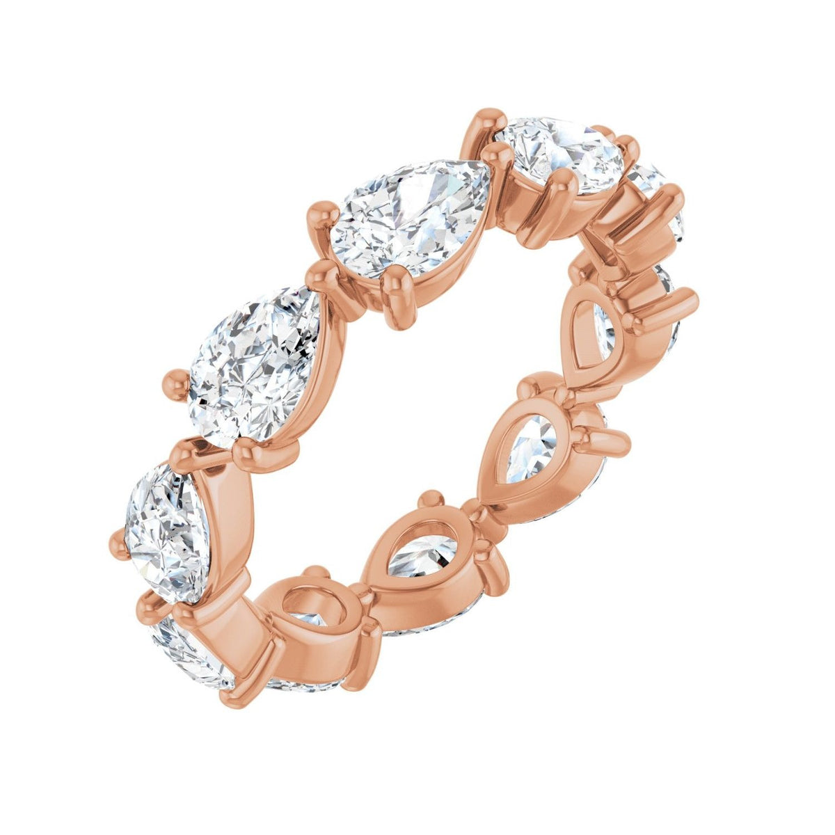 Sapphire Row Lab-Grown Diamond Petite Pear Eternity Band - 14K Rose Gold, 6 × 4 mm, 7