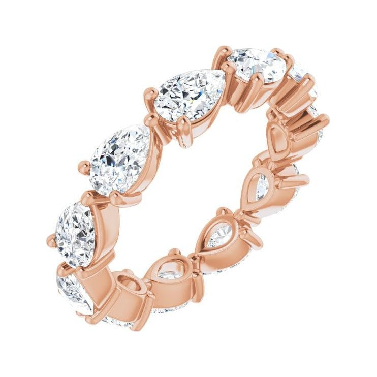 Sapphire Row Lab-Grown Diamond Petite Pear Eternity Band - 14K Rose Gold, 6 × 4 mm, 8