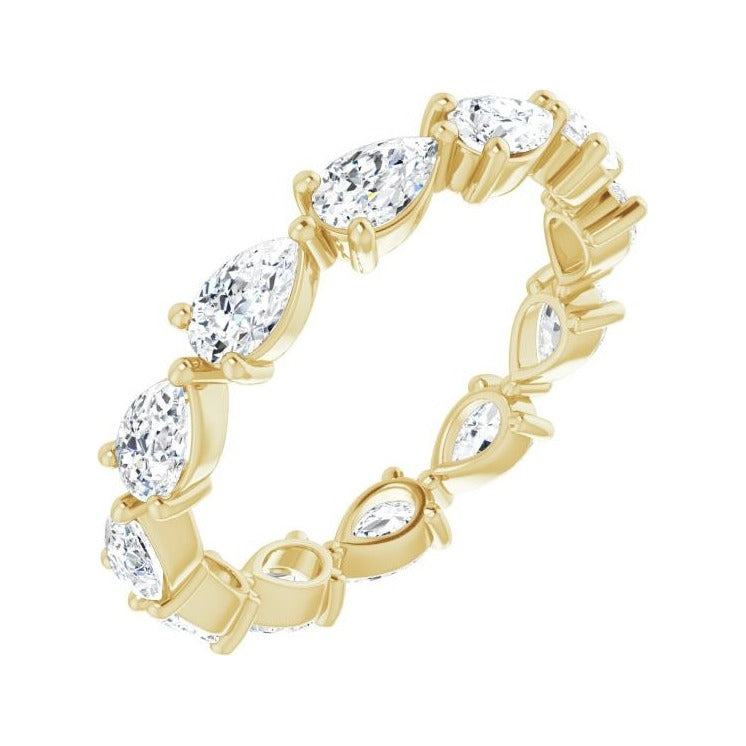 Sapphire Row Lab-Grown Diamond Petite Pear Eternity Band - 14K Yellow Gold, 5 × 3 mm, 8