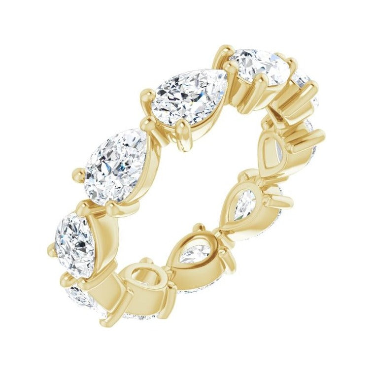 Sapphire Row Lab-Grown Diamond Petite Pear Eternity Band - 14K Yellow Gold, 6 × 4 mm, 6