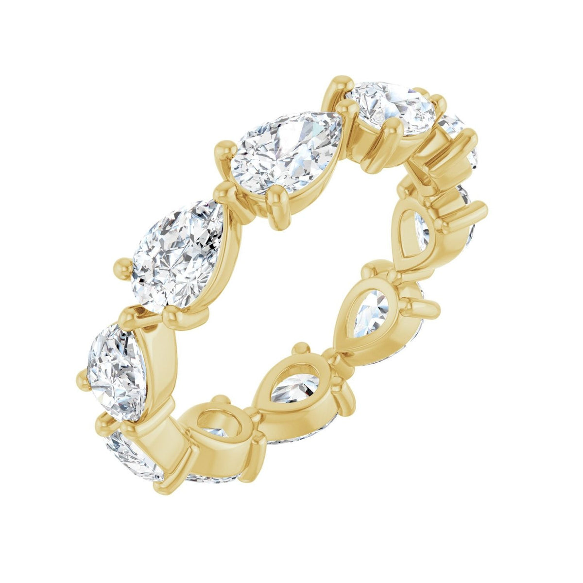 Sapphire Row Lab-Grown Diamond Petite Pear Eternity Band - 14K Yellow Gold, 6 × 4 mm, 7