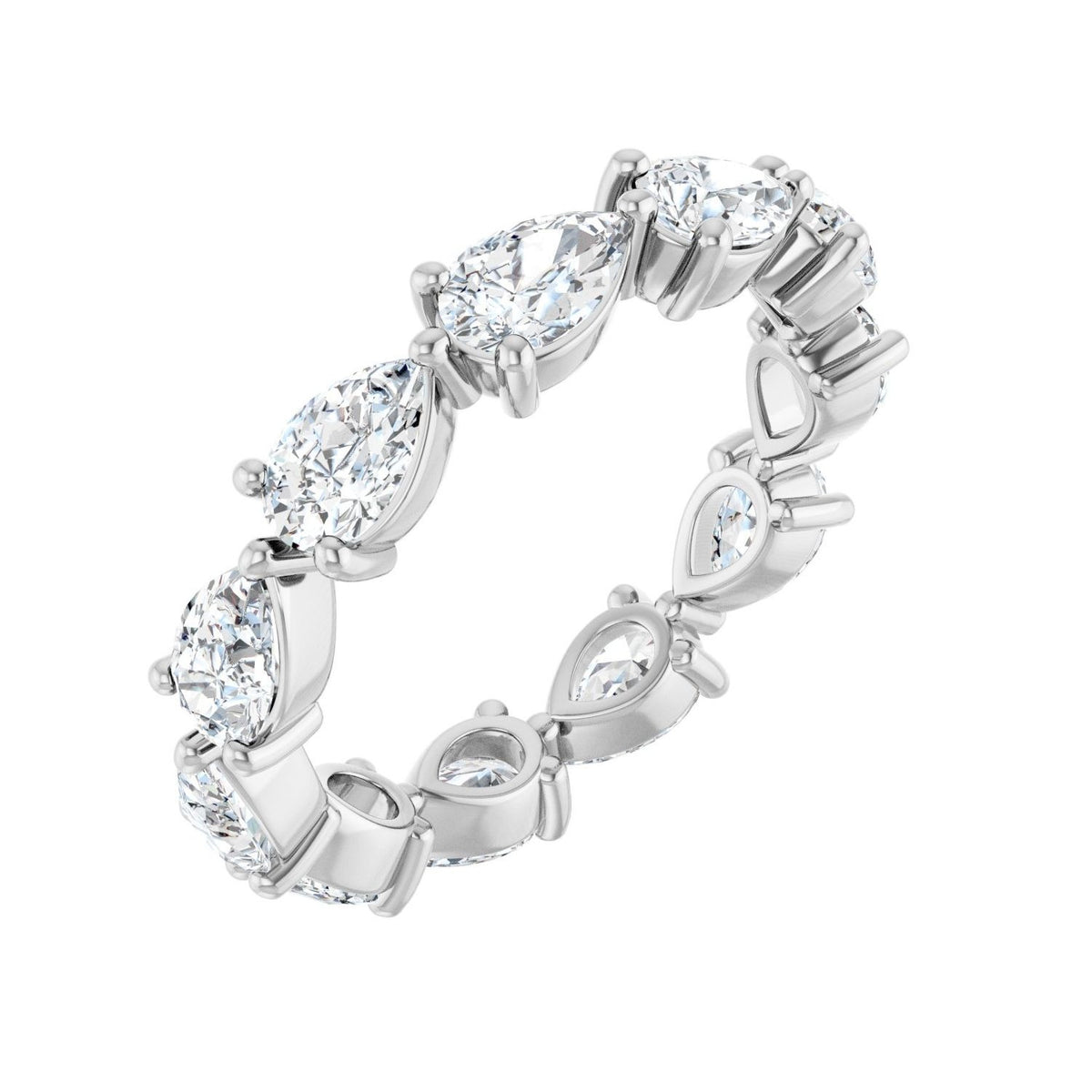 Sapphire Row Lab-Grown Diamond Petite Pear Eternity Band - 14K White Gold, 5.5 × 3.5 mm, 7