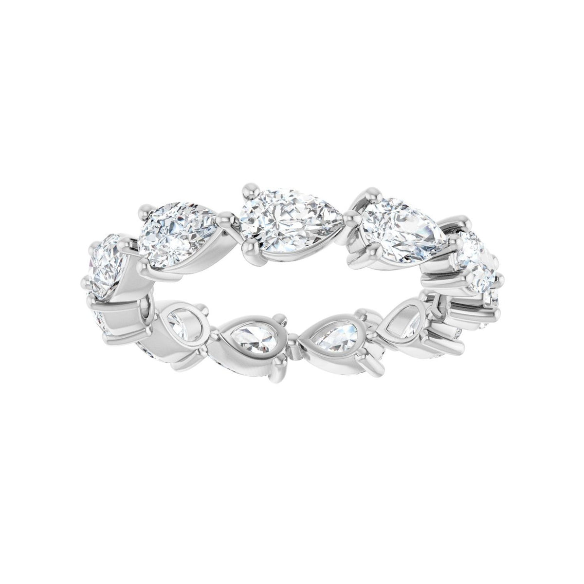 Sapphire Row Lab-Grown Diamond Petite Pear Eternity Band - 14K White Gold, 5.5 × 3.5 mm, 7 (view 3)