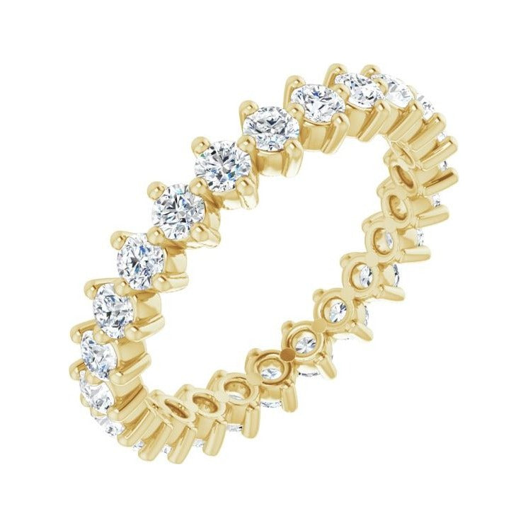 Sapphire Row Lab-Grown Diamond Petite Round Eternity Band - 14K Yellow Gold, 2.25 mm, 5