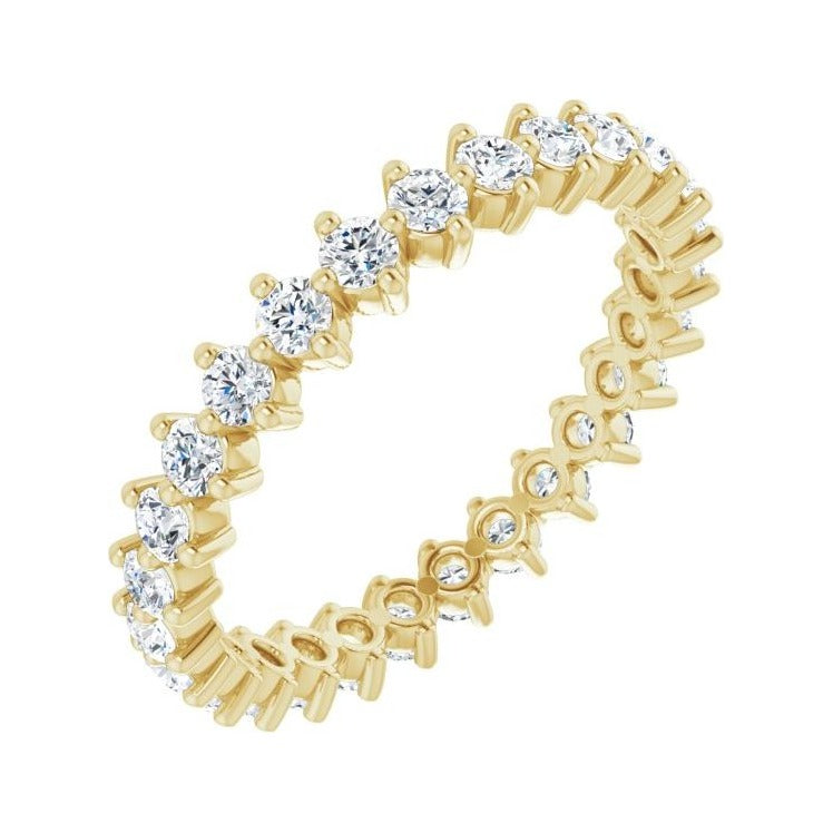 Sapphire Row Lab-Grown Diamond Petite Round Eternity Band - 14K Yellow Gold, 2.25 mm, 8