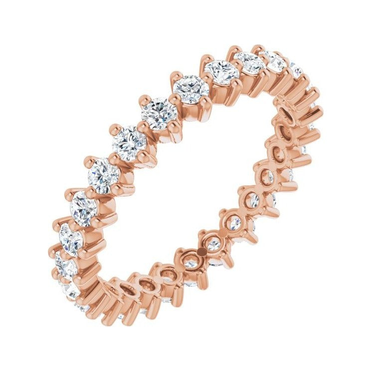 Sapphire Row Lab-Grown Diamond Petite Round Eternity Band - 14K Rose Gold, 2 mm, 5