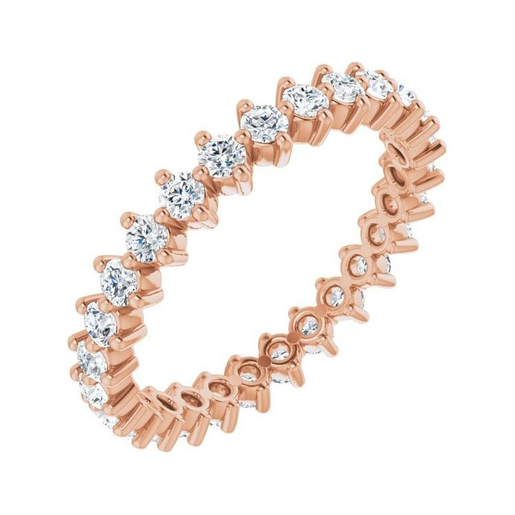 Sapphire Row Lab-Grown Diamond Petite Round Eternity Band - 14K Rose Gold, 2 mm, 6