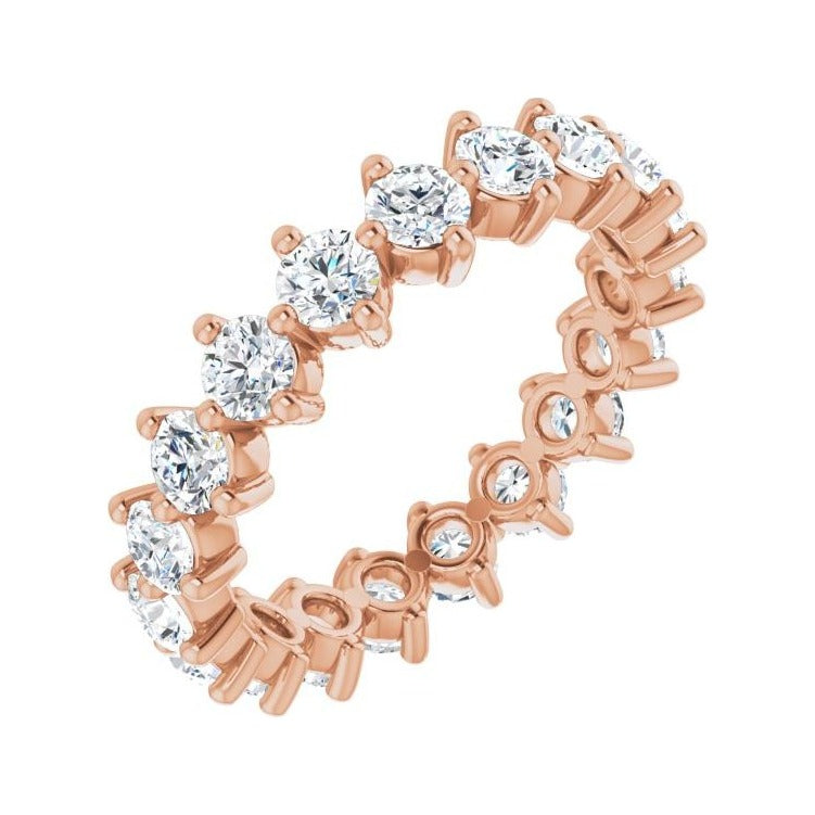 Sapphire Row Lab-Grown Diamond Petite Round Eternity Band - 14K Rose Gold, 3 mm, 6