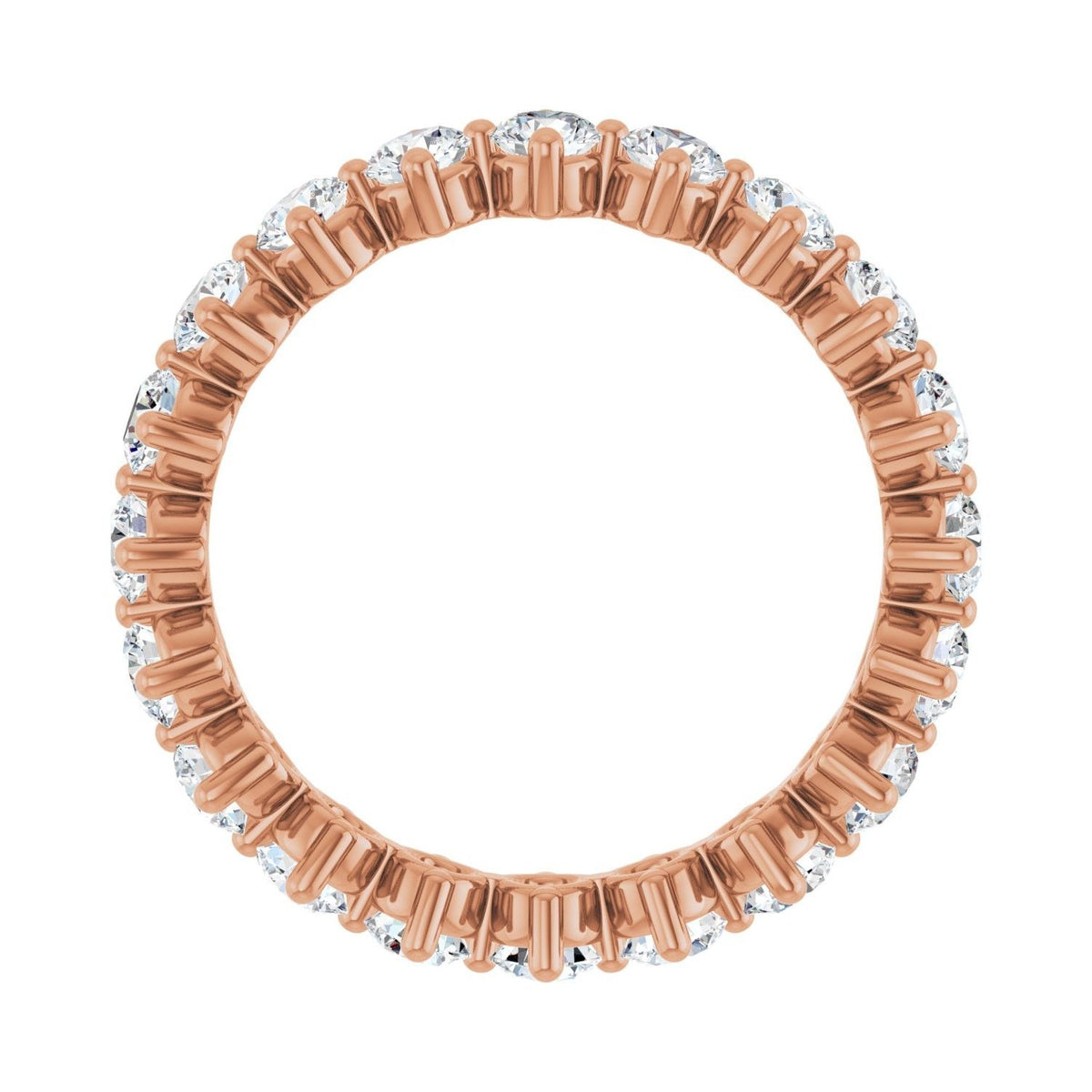 Sapphire Row Lab-Grown Diamond Petite Round Eternity Band - 14K Rose Gold, 3 mm, 7 (view 2)