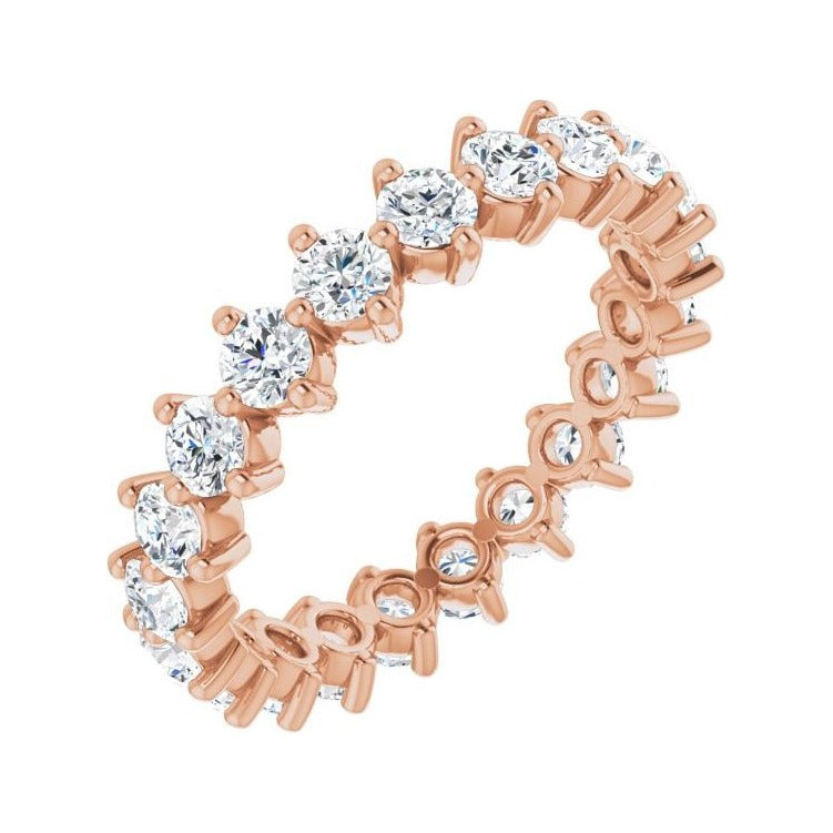 Sapphire Row Lab-Grown Diamond Petite Round Eternity Band - 14K Rose Gold, 3 mm, 8