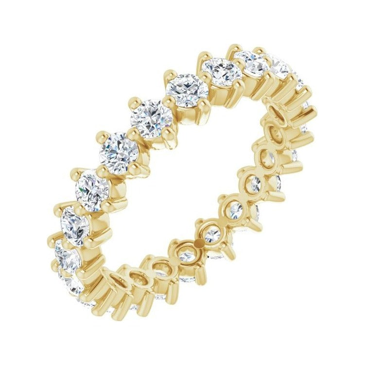 Sapphire Row Lab-Grown Diamond Petite Round Eternity Band - 14K Yellow Gold, 2.5 mm, 5