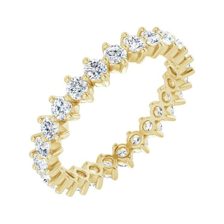 Sapphire Row Lab-Grown Diamond Petite Round Eternity Band - 14K Yellow Gold, 2.5 mm, 8