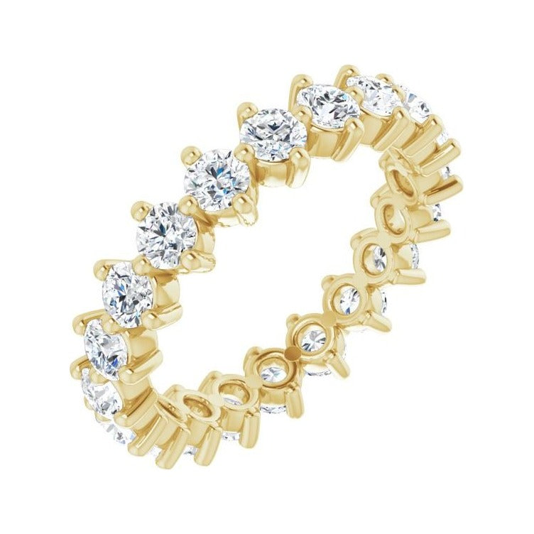 Sapphire Row Lab-Grown Diamond Petite Round Eternity Band - 14K Yellow Gold, 2.8 mm, 5