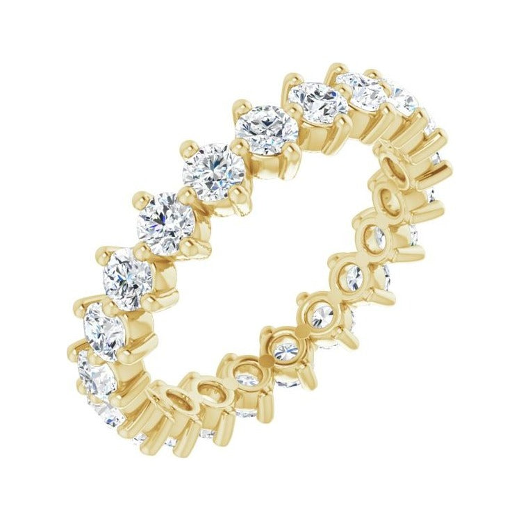 Sapphire Row Lab-Grown Diamond Petite Round Eternity Band - 14K Yellow Gold, 2.8 mm, 6
