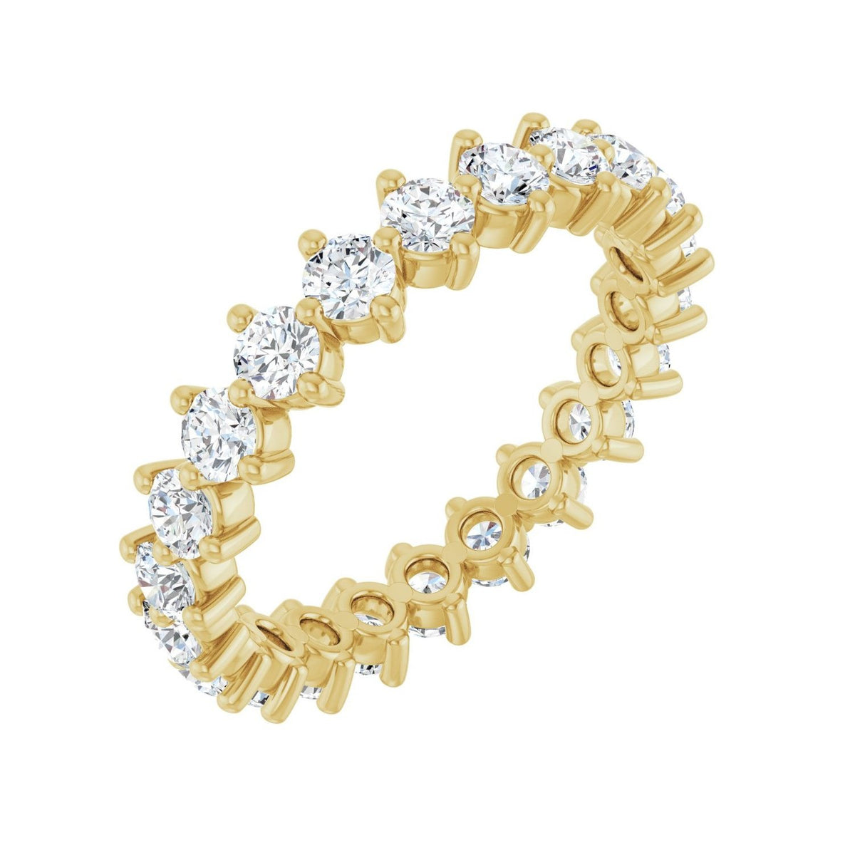 Sapphire Row Lab-Grown Diamond Petite Round Eternity Band - 14K Yellow Gold, 2.8 mm, 7