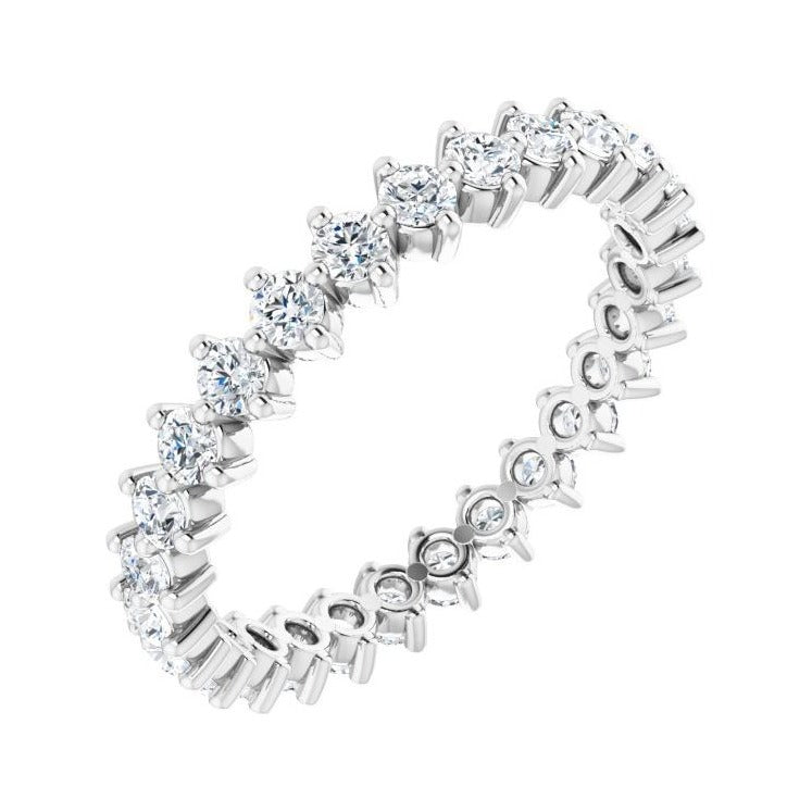 Sapphire Row Lab-Grown Diamond Petite Round Eternity Band - Platinum, 2.25 mm, 8