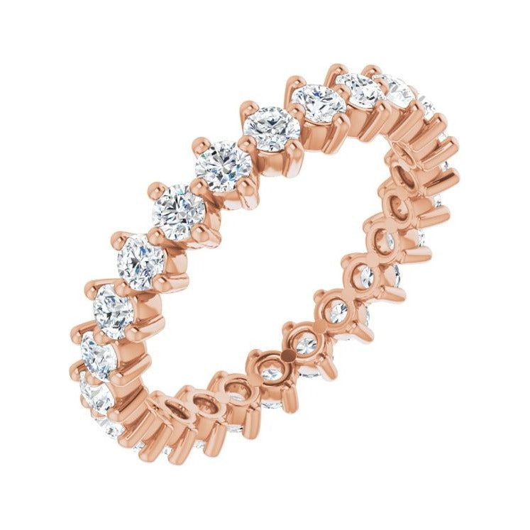 Sapphire Row Lab-Grown Diamond Petite Round Eternity Band - 14K Rose Gold, 2.25 mm, 5