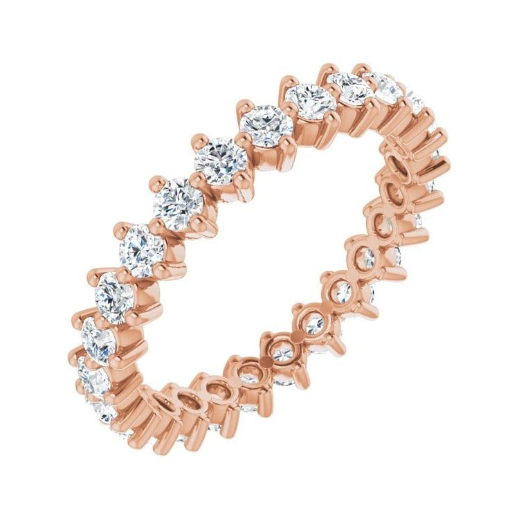 Sapphire Row Lab-Grown Diamond Petite Round Eternity Band - 14K Rose Gold, 2.25 mm, 6