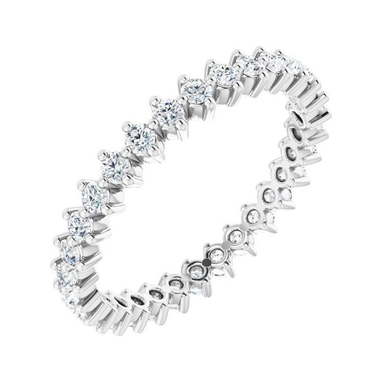 Sapphire Row Lab-Grown Diamond Petite Round Eternity Band - 14K White Gold, 1.7 mm, 6