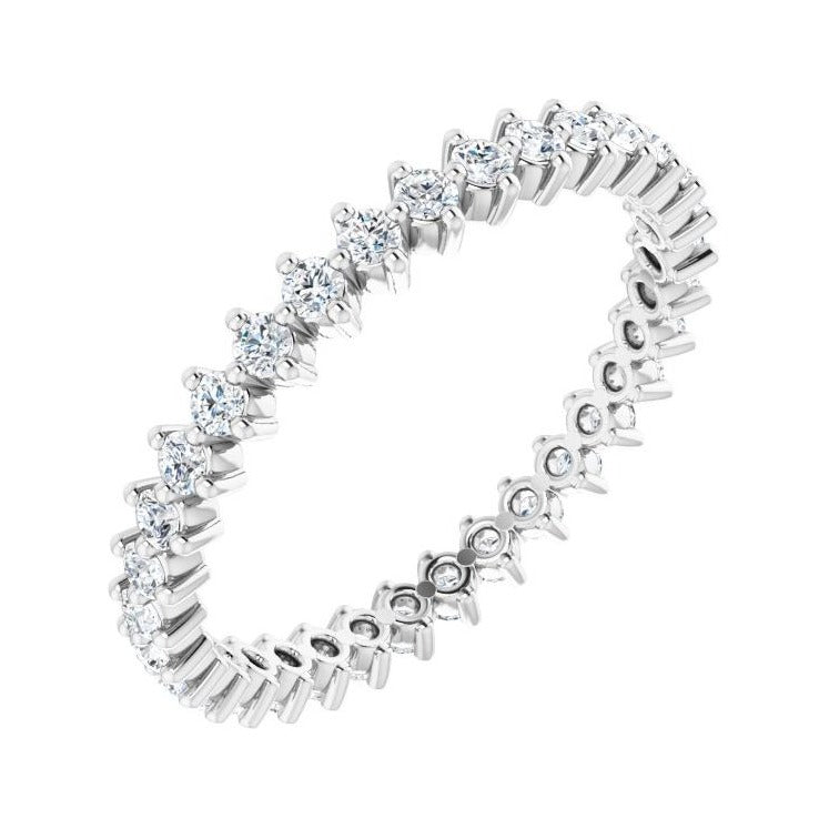 Sapphire Row Lab-Grown Diamond Petite Round Eternity Band - 14K White Gold, 1.7 mm, 8
