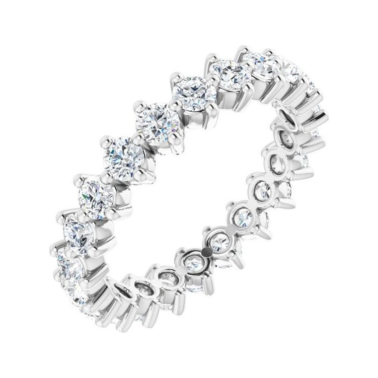 Sapphire Row Lab-Grown Diamond Petite Round Eternity Band - 14K White Gold, 2.5 mm, 5