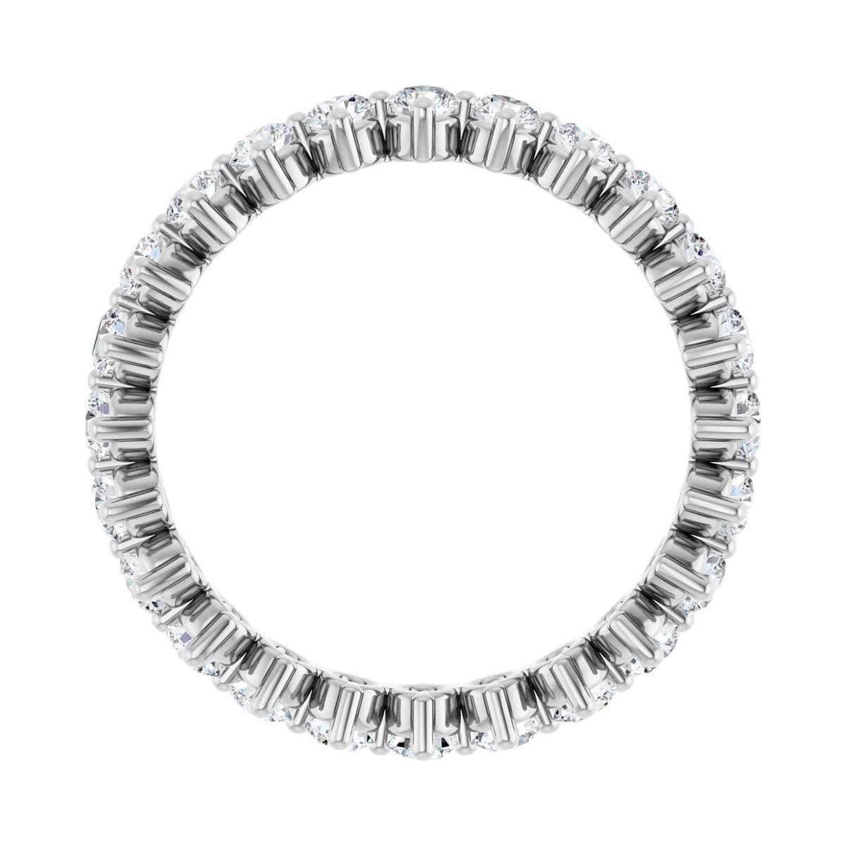 Sapphire Row Lab-Grown Diamond Petite Round Eternity Band - 14K White Gold, 2.5 mm, 7 (view 2)