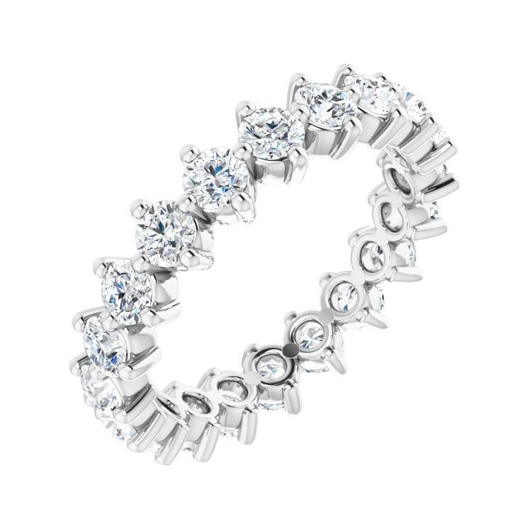 Sapphire Row Lab-Grown Diamond Petite Round Eternity Band - 14K White Gold, 2.8 mm, 5