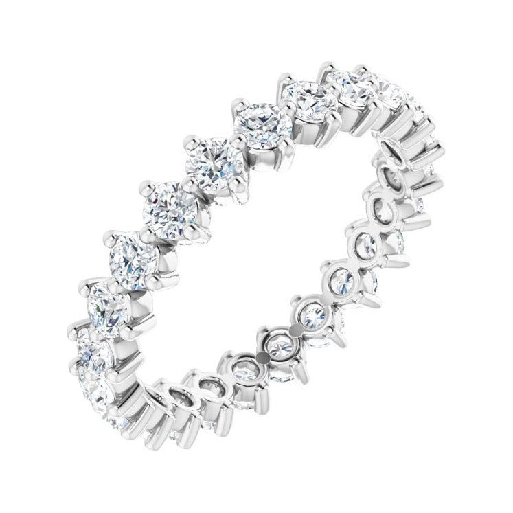 Sapphire Row Lab-Grown Diamond Petite Round Eternity Band - 14K White Gold, 2.8 mm, 8