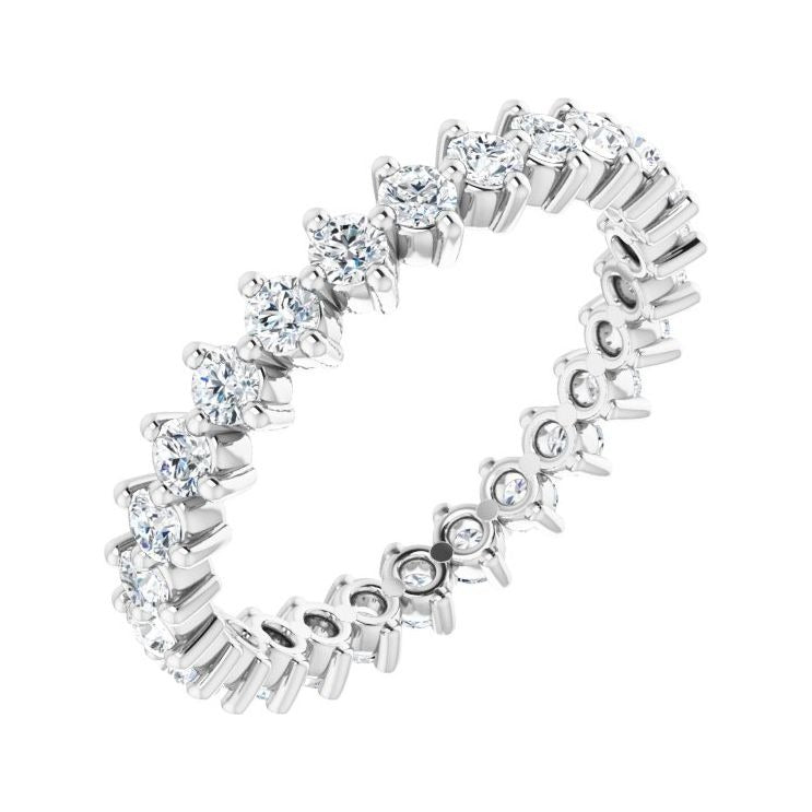 Sapphire Row Lab-Grown Diamond Petite Round Eternity Band - 14K White Gold, 2 mm, 5