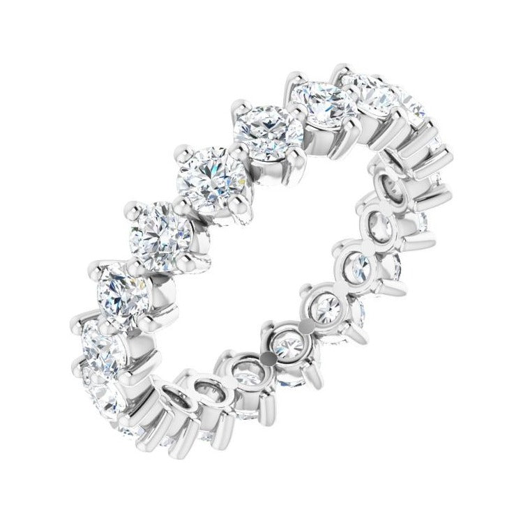 Sapphire Row Lab-Grown Diamond Petite Round Eternity Band - 14K White Gold, 3 mm, 5
