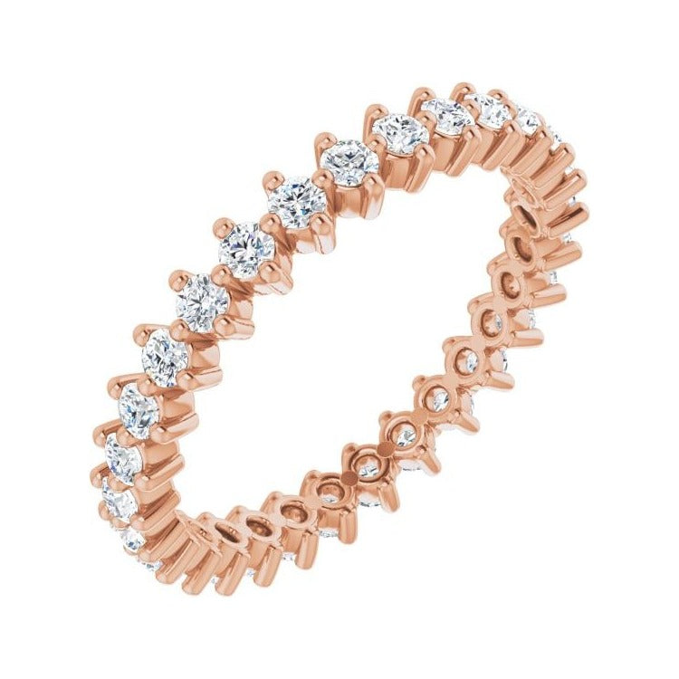Sapphire Row Lab-Grown Diamond Petite Round Eternity Band - 14K Rose Gold, 1.7 mm, 5